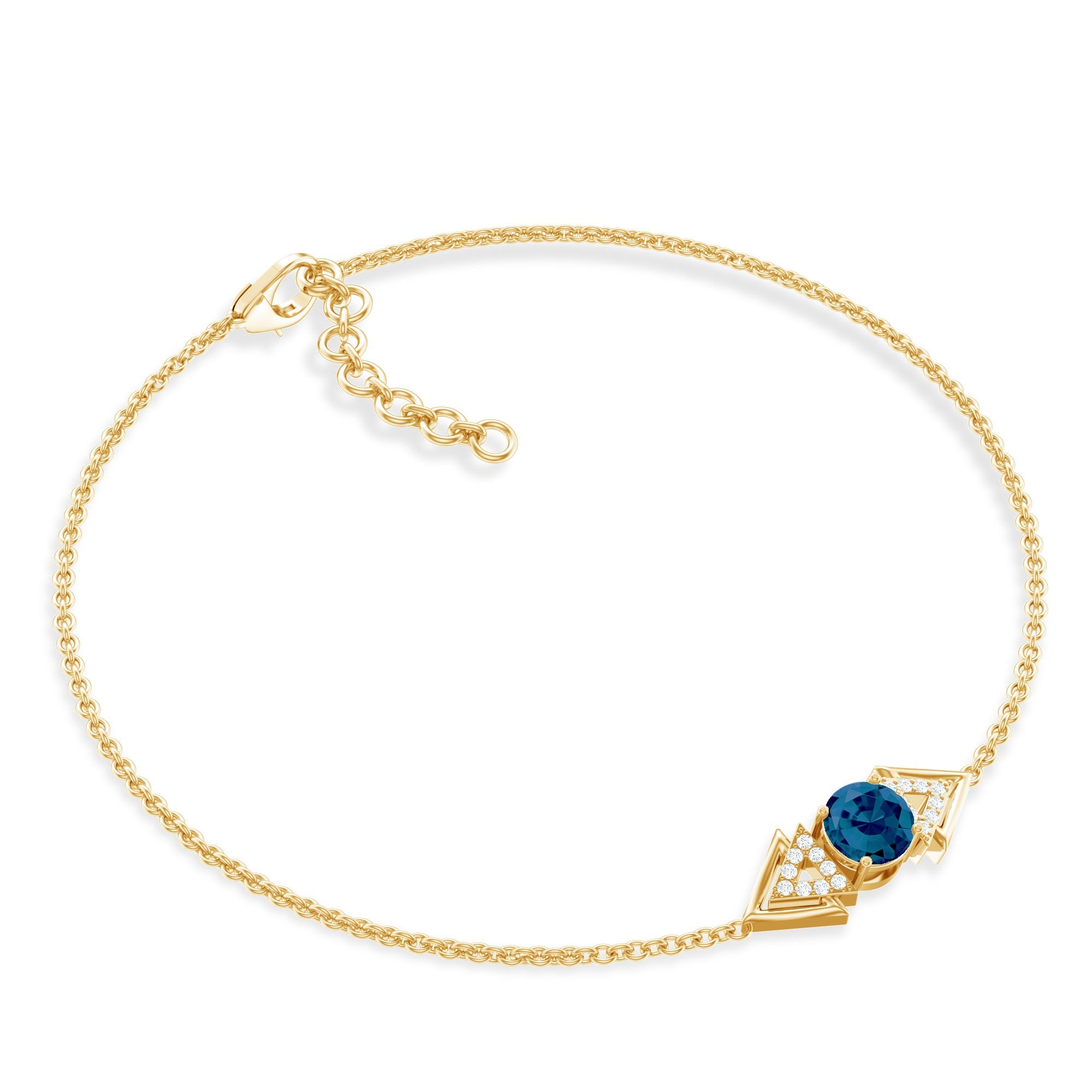 Real London Blue Topaz and Diamond Chain Bracelet