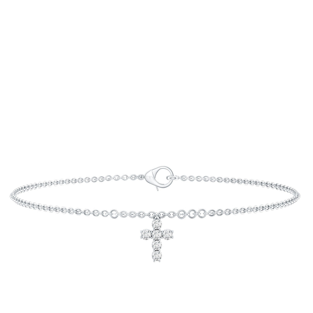 Certified Moissanite Cross Charm Chain Bracelet for Women