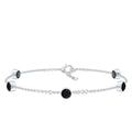 Black Onyx Station Chain Bracelet for Women