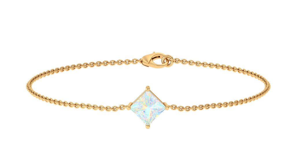 2 Carat Princess Cut Ethiopian Opal Solitaire Chain Bracelet