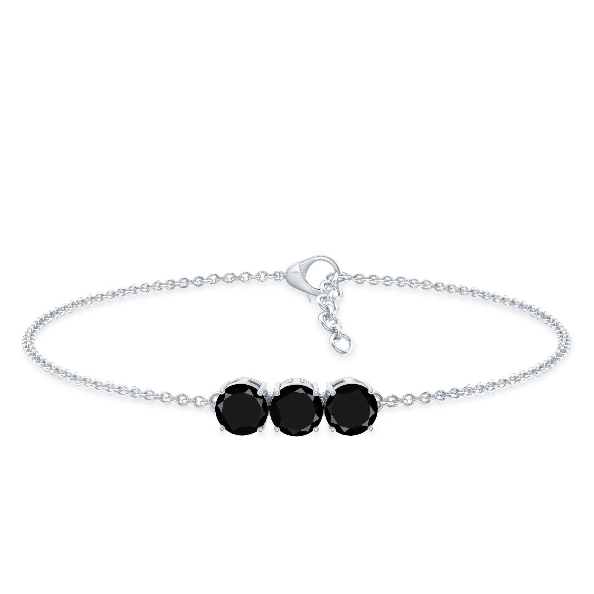 Black Onyx Three Stone Chain Bracelet with Certificate