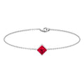 0.8 Carat Princess Cut Ruby Birthstone Bracelet