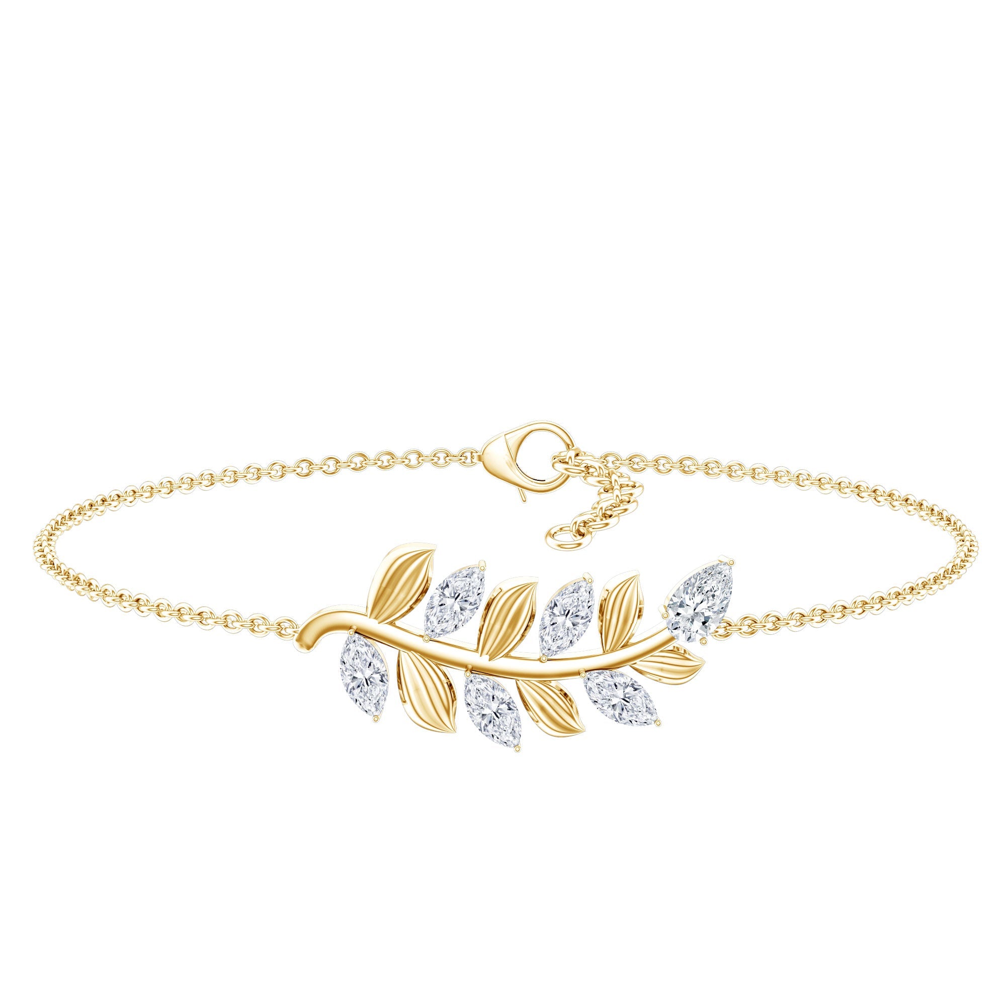 Certified Moissanite Leaf Chain Bracelet for Women