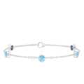 Real Aquamarine Station Chain Bracelet in Bezel Setting