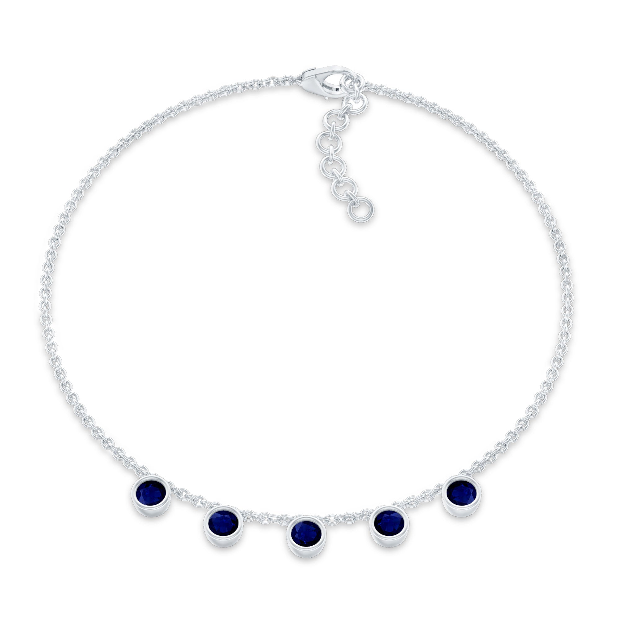 Bezel Set Blue Sapphire Charm Bracelet