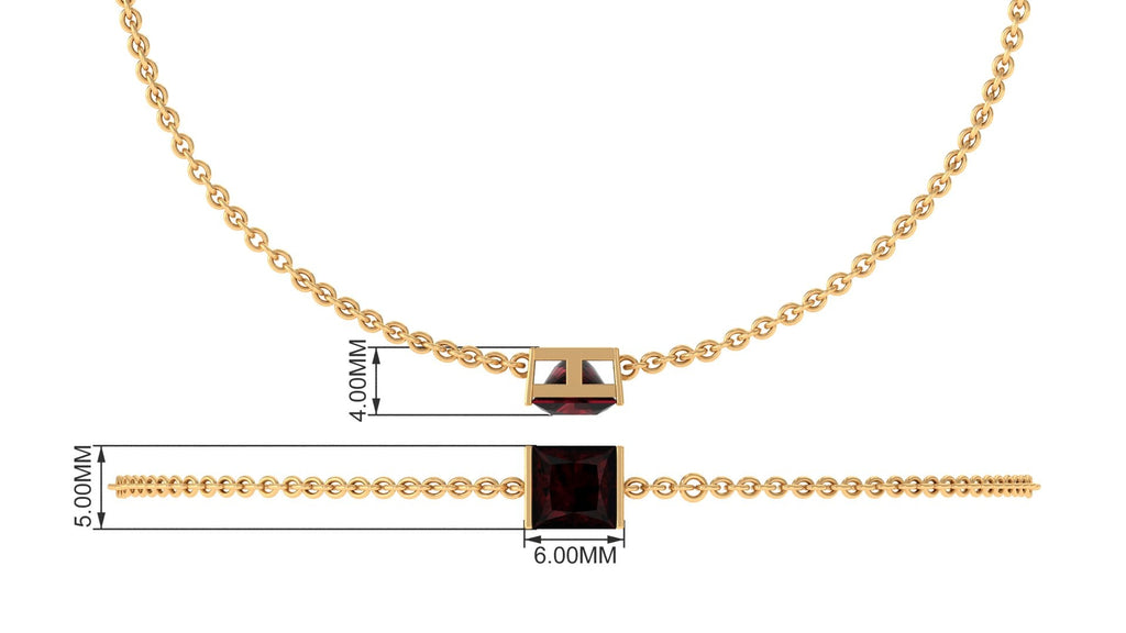Genuine 1.4 Carat Princess Cut Garnet Solitaire Chain Bracelet