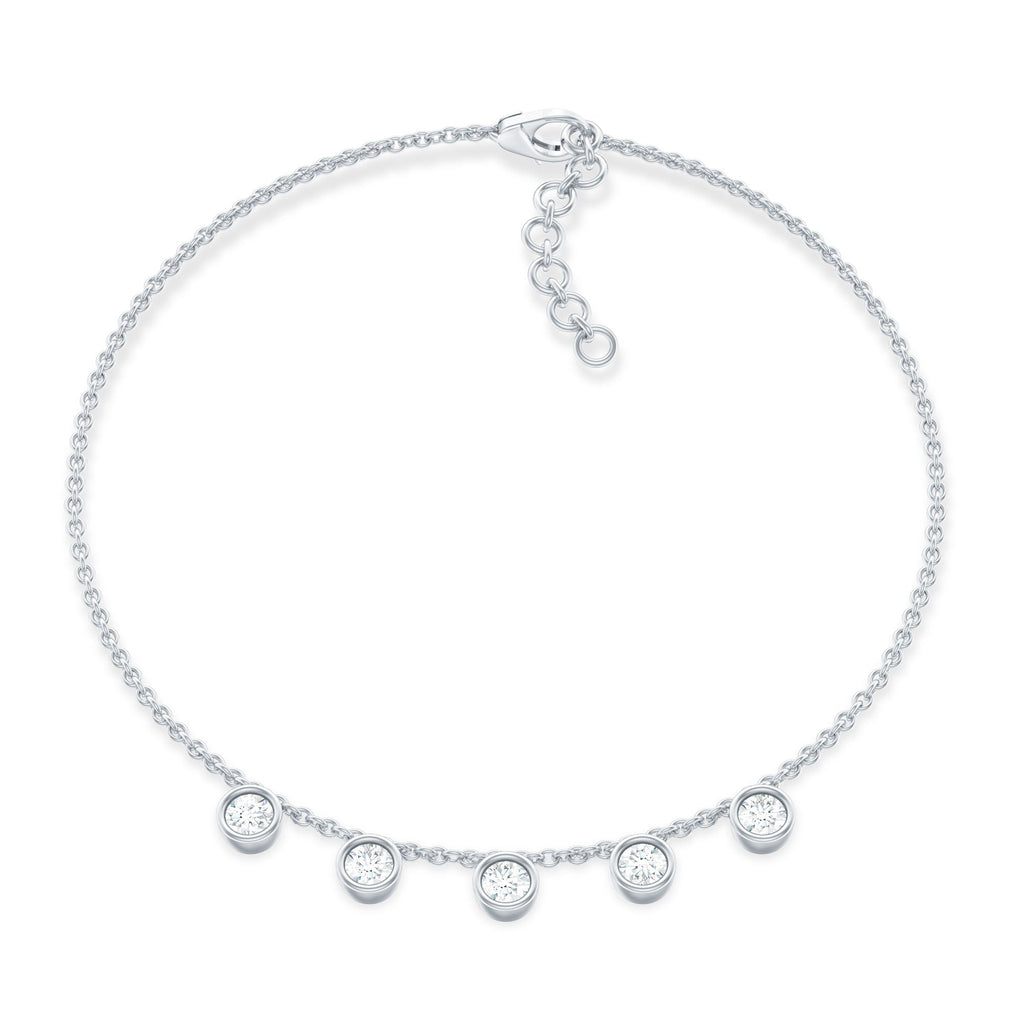Certified Moissanite Five Stone Bracelet with Certificate