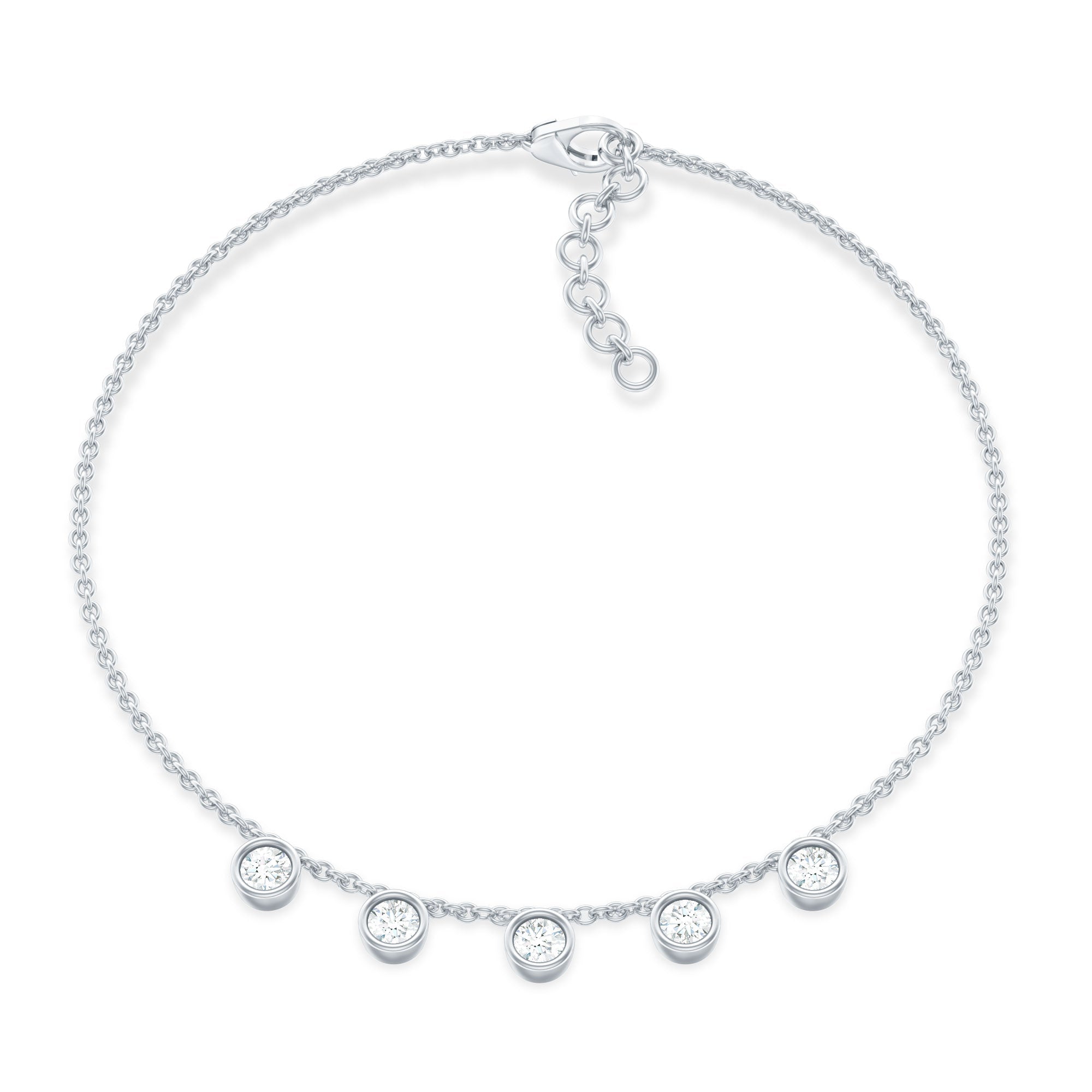 Certified Moissanite Five Stone Bracelet with Certificate