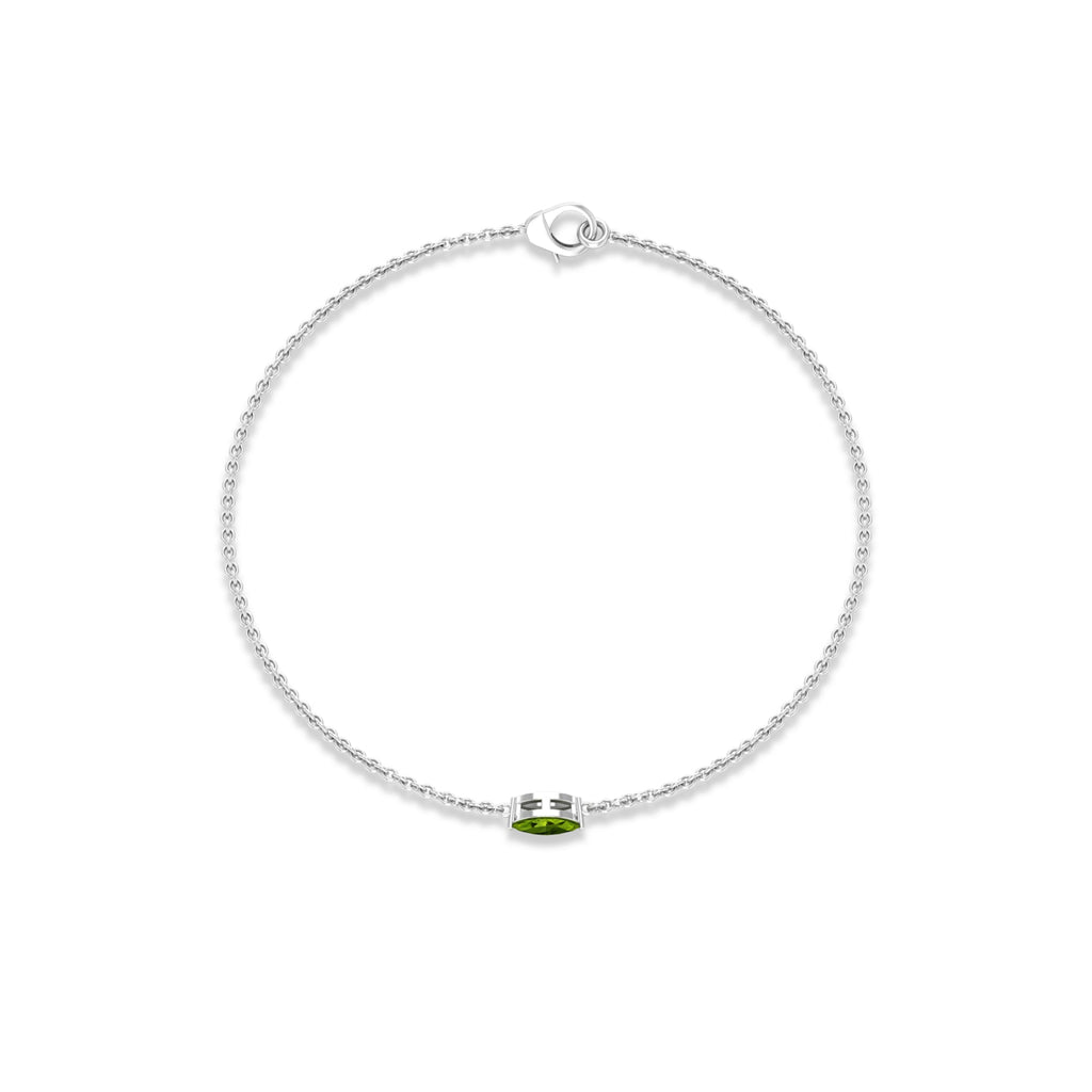 Genuine 0.74 Carat Marquise Cut Solitaire Peridot Chain Bracelet