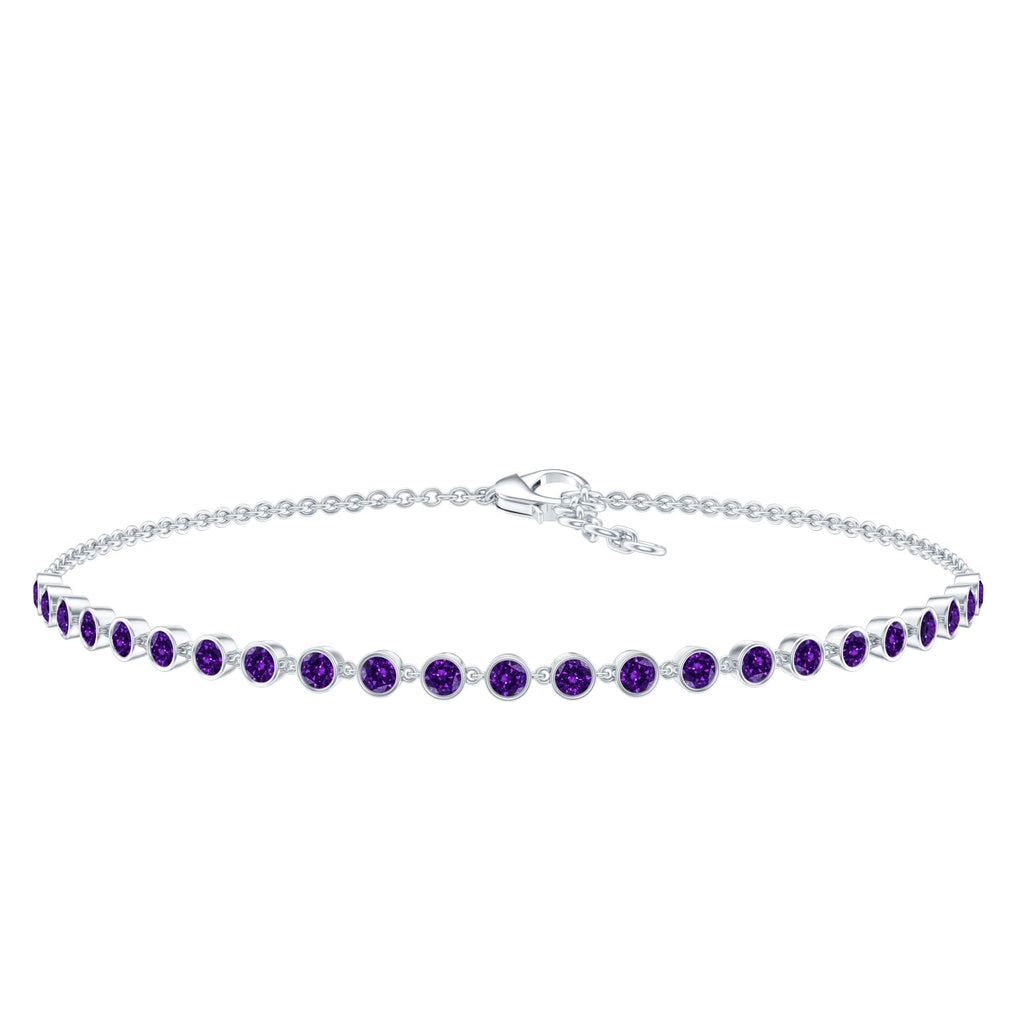 Minimalist Bezel Set Amethyst Chain Bracelet