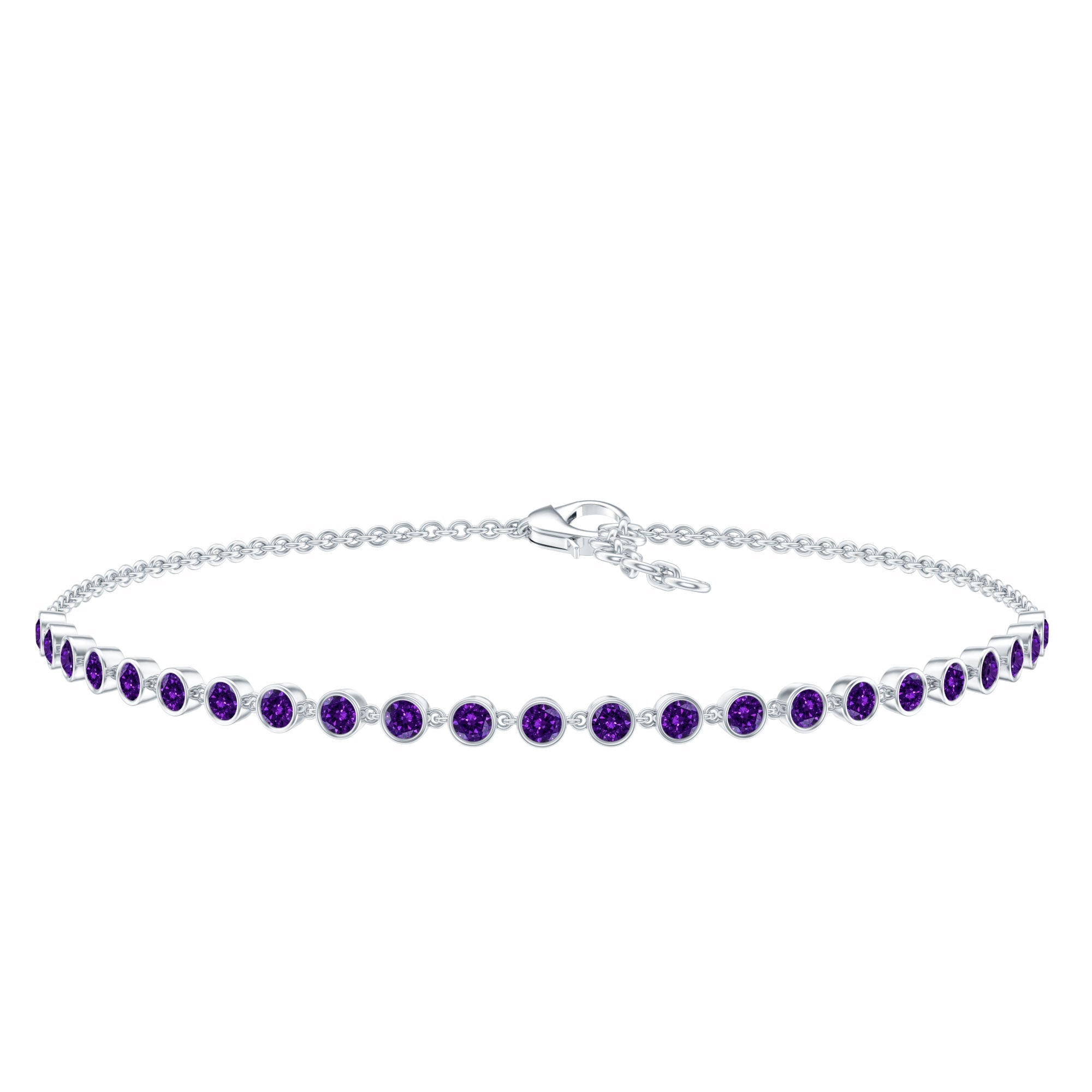 Minimalist Bezel Set Amethyst Chain Bracelet