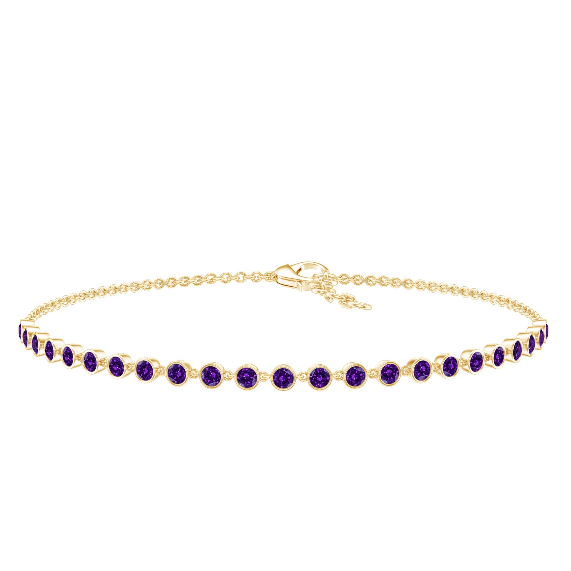 Minimalist Bezel Set Amethyst Chain Bracelet