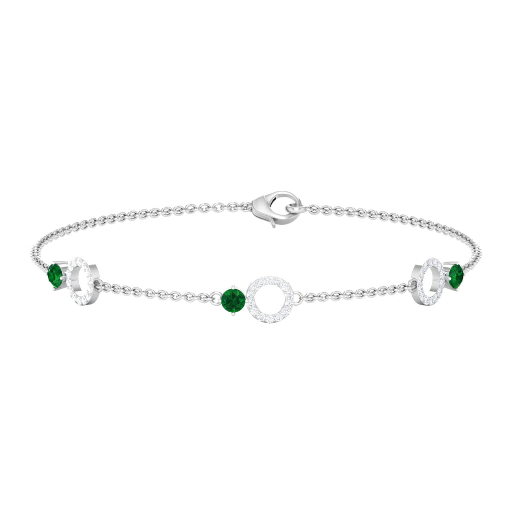 Genuine Emerald and Diamond Station Chain Bracelet