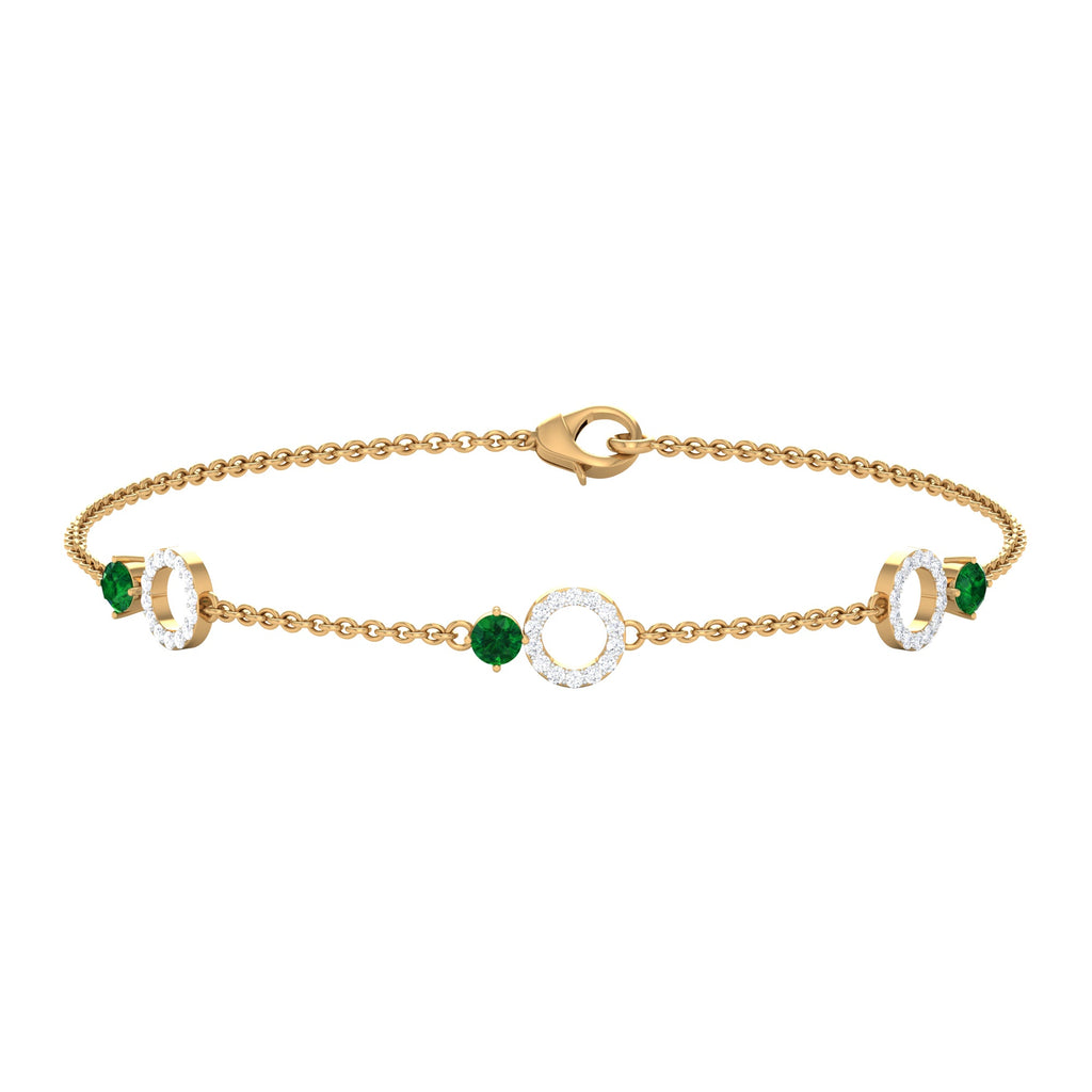 Genuine Emerald and Diamond Station Chain Bracelet