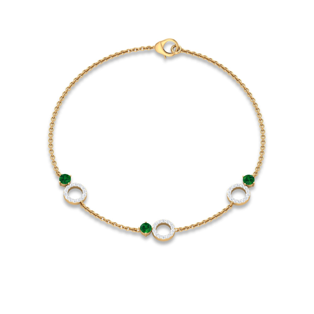 Genuine Emerald and Diamond Station Chain Bracelet