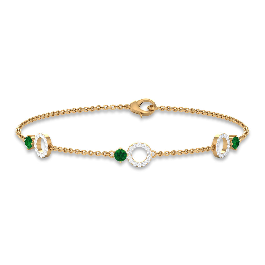 Genuine Emerald and Diamond Station Chain Bracelet