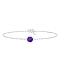 1.2 Carat Genuine Amethyst Solitaire Chain Bracelet in Bezel Set
