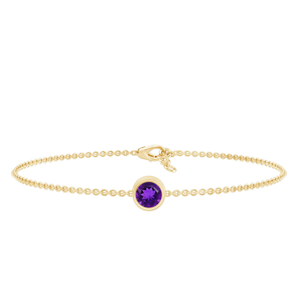 1.2 Carat Genuine Amethyst Solitaire Chain Bracelet in Bezel Set