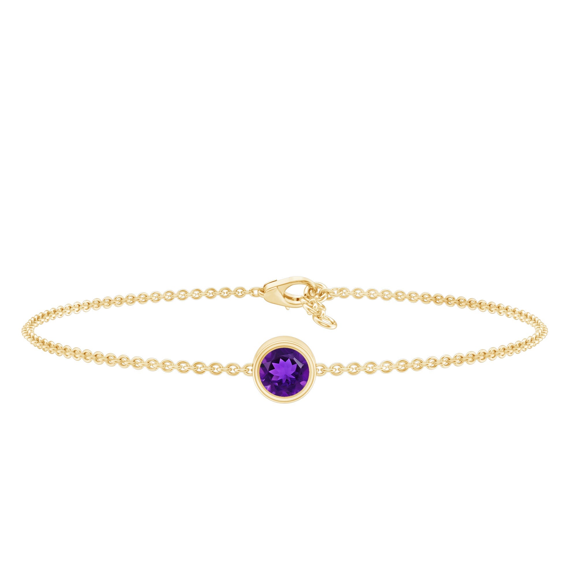 1.2 Carat Genuine Amethyst Solitaire Chain Bracelet in Bezel Set