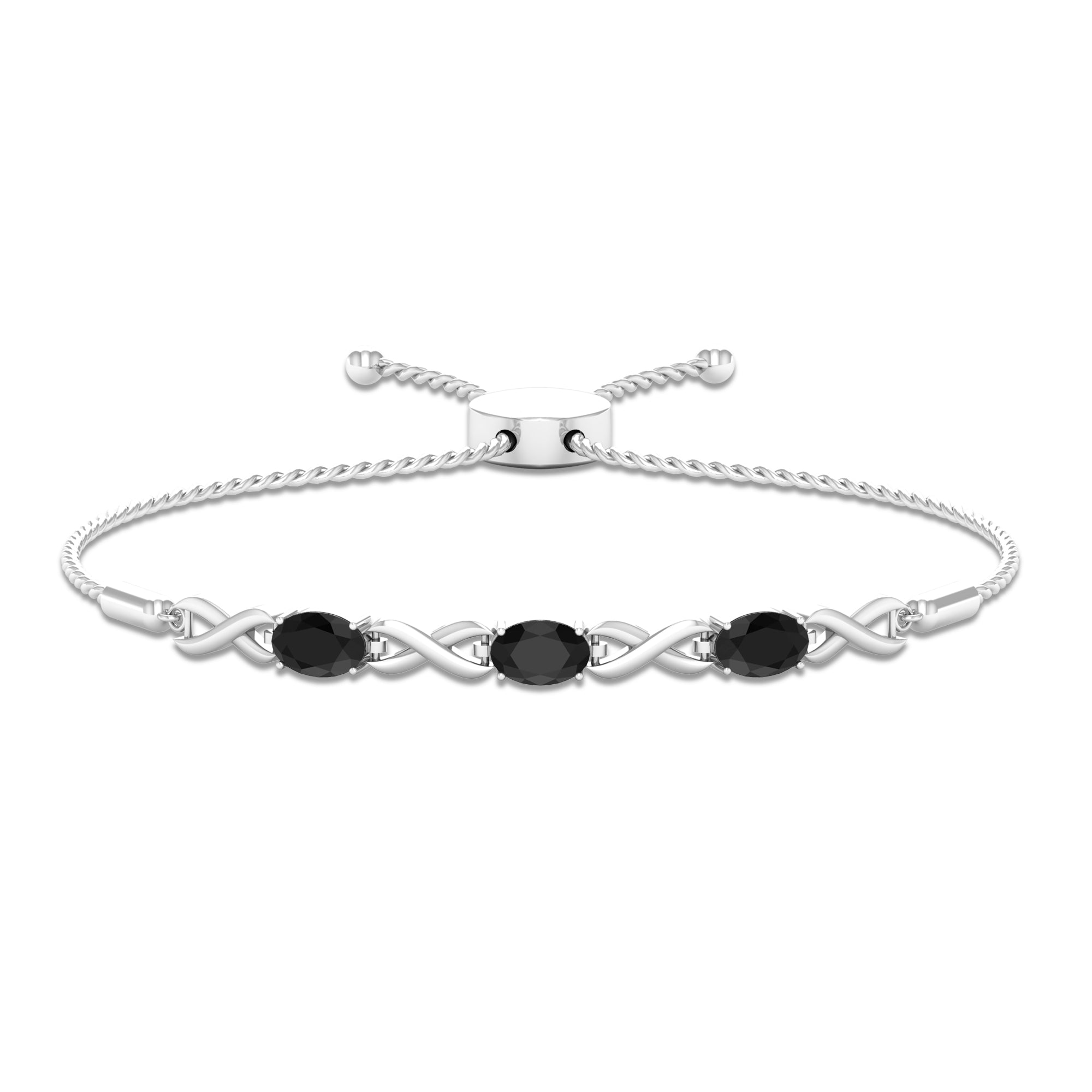 Natural Black Onyx Infinity Bolo Bracelet for Women