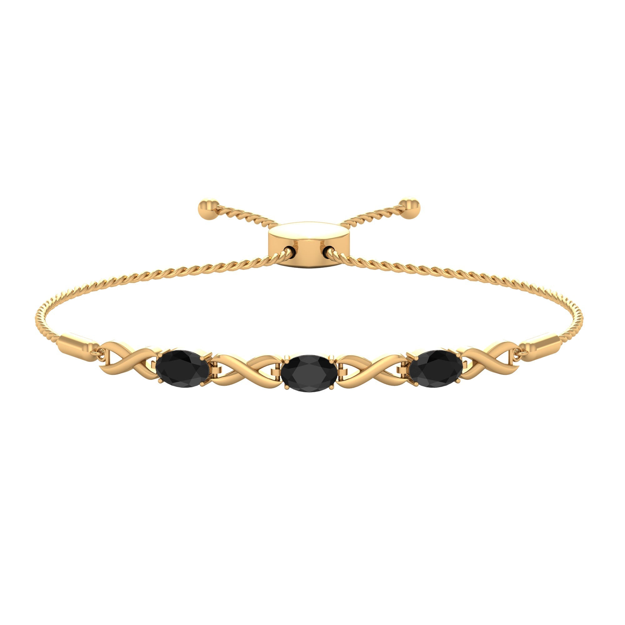 Natural Black Onyx Infinity Bolo Bracelet for Women