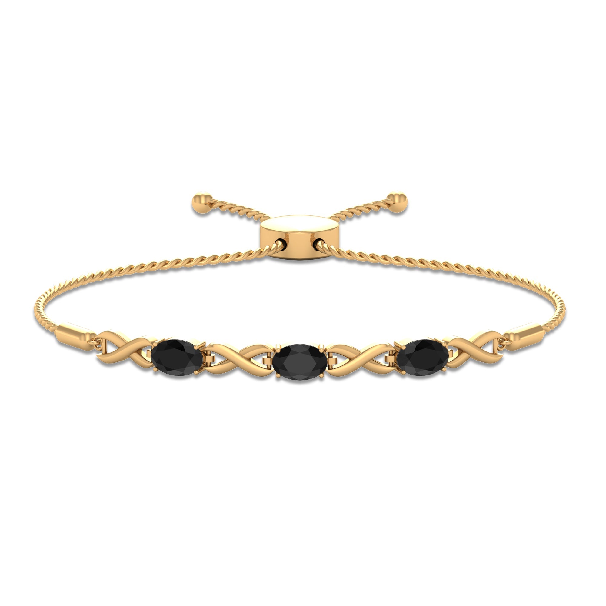 Natural Black Onyx Infinity Bolo Bracelet for Women
