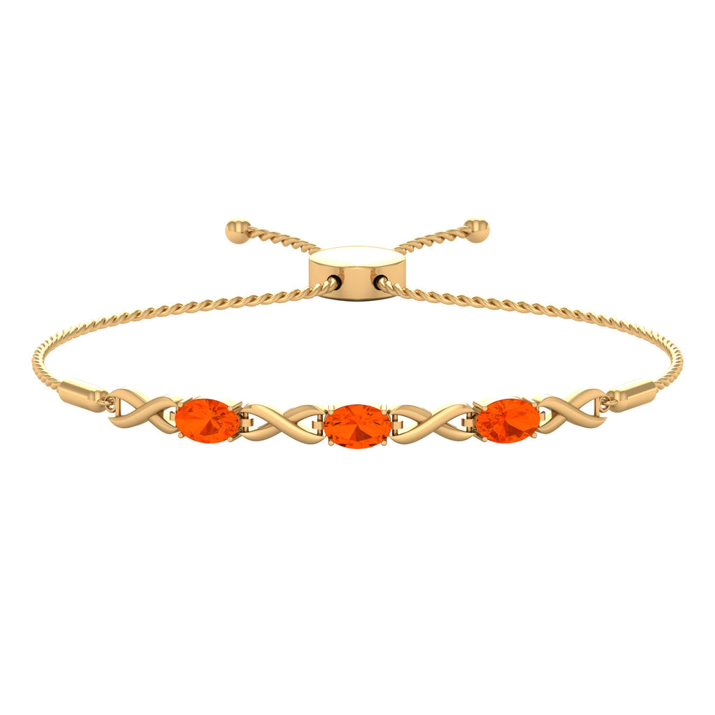Natural Oval Fire Opal Infinity Bolo Bracelet for Women