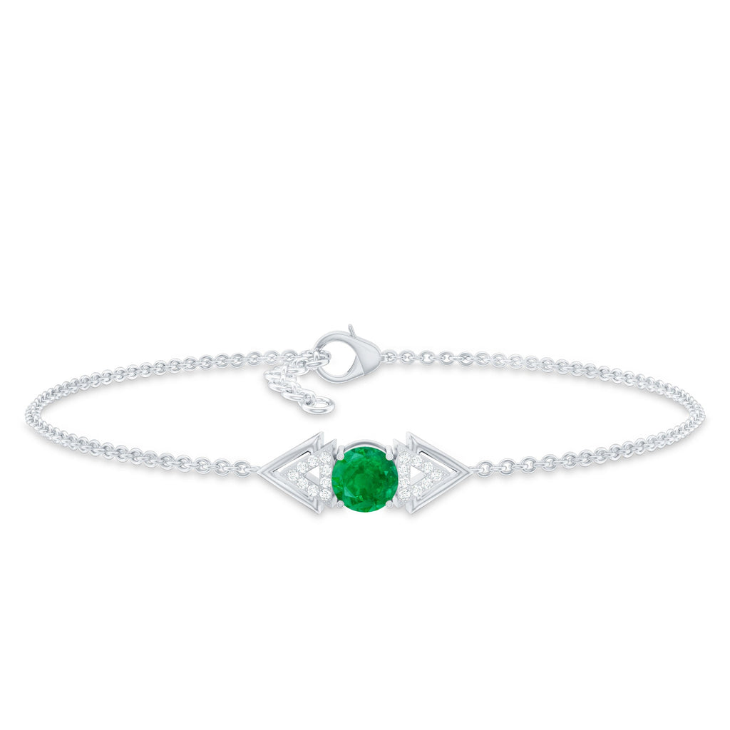 Genuine Emerald and Diamond Chain Bracelet For Her