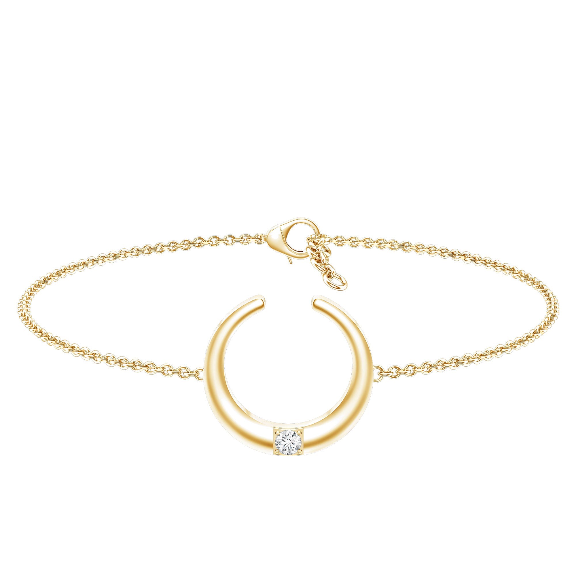 Certified Diamond Moon Chain Bracelet