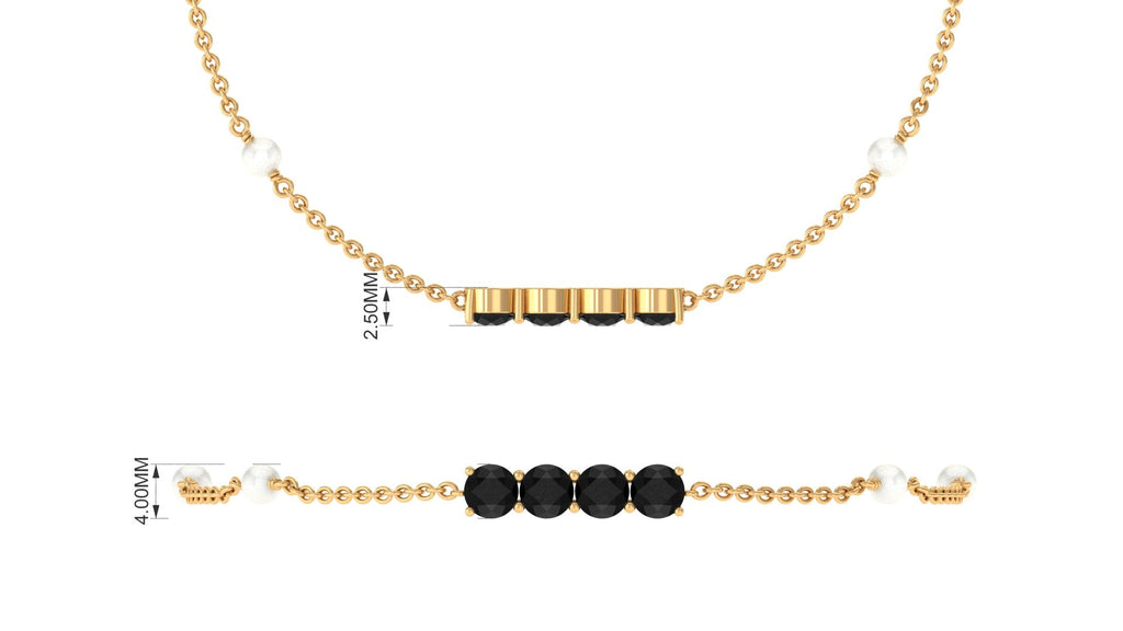 Black Onyx and Freshwater Pearl Station Bracelet