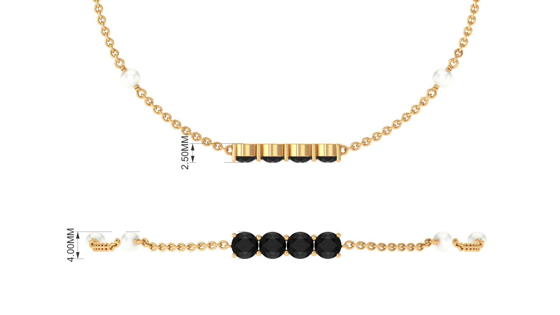Black Onyx and Freshwater Pearl Station Bracelet