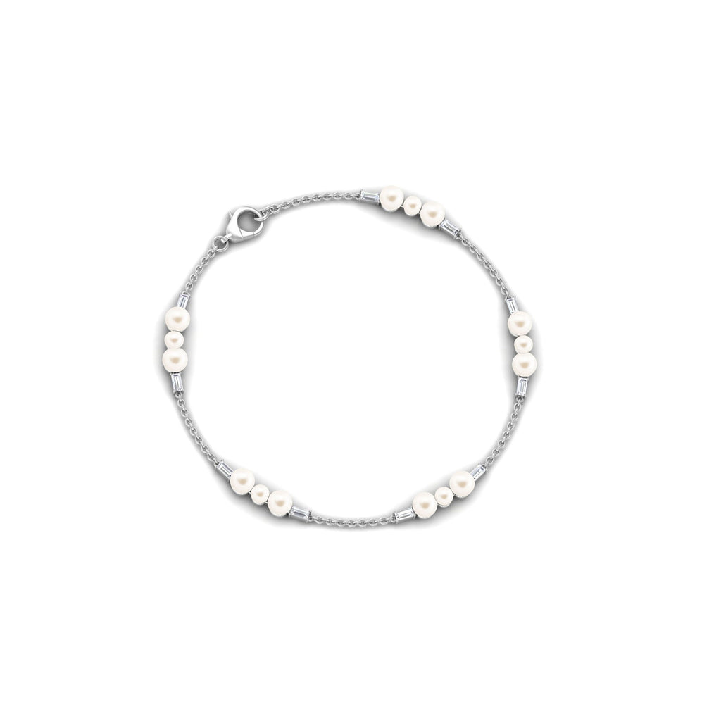 Certified Freshwater Pearl Station Bracelet with Moissanite