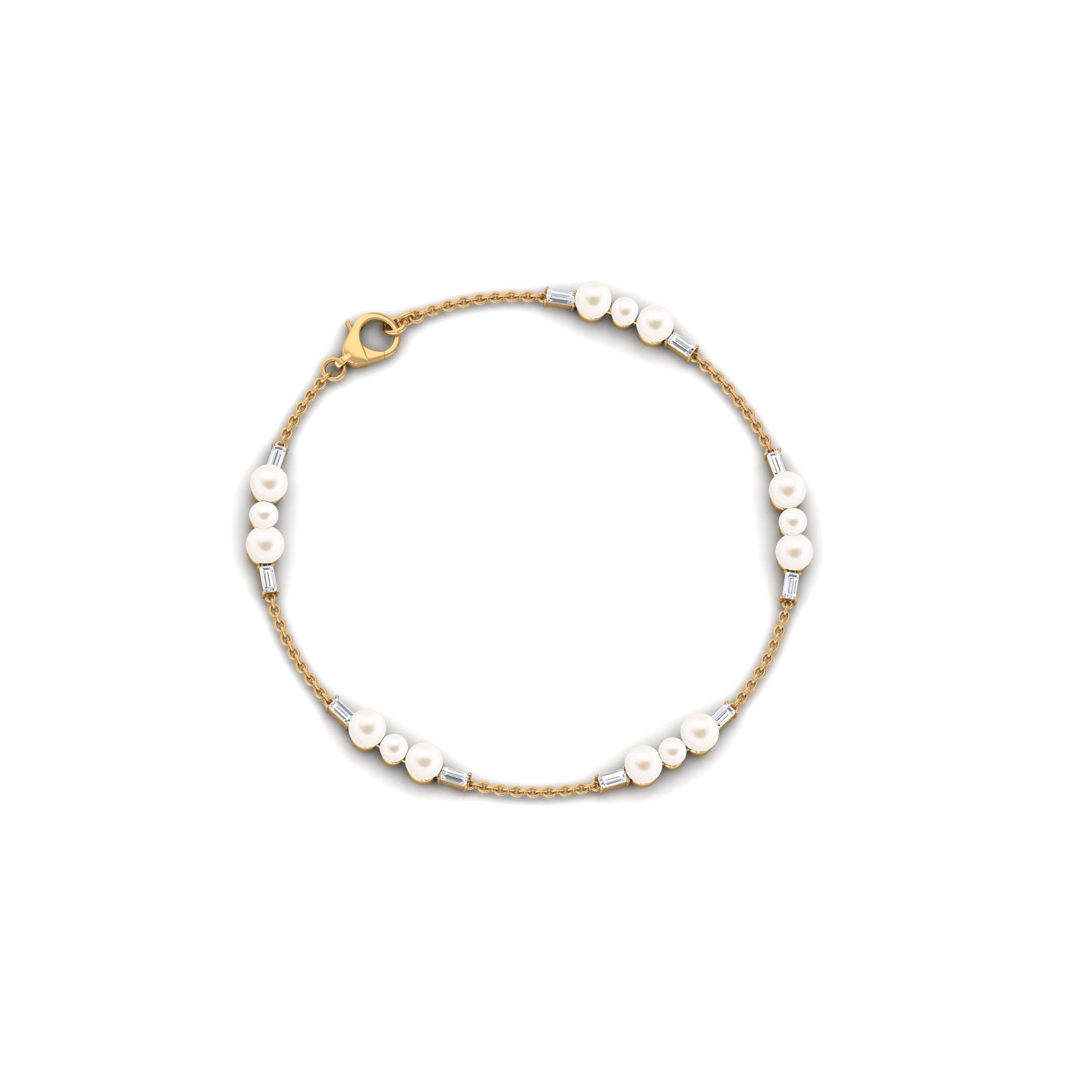 Certified Freshwater Pearl Station Bracelet with Moissanite