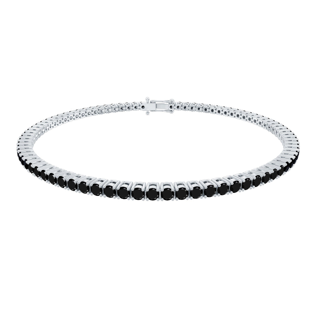 Certified Round Cut Lab Grown Black Diamond Tennis Bracelet