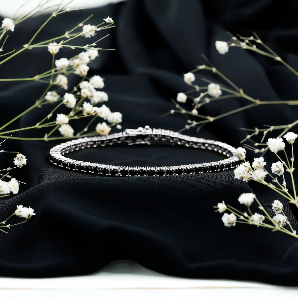 Certified Round Cut Lab Grown Black Diamond Tennis Bracelet