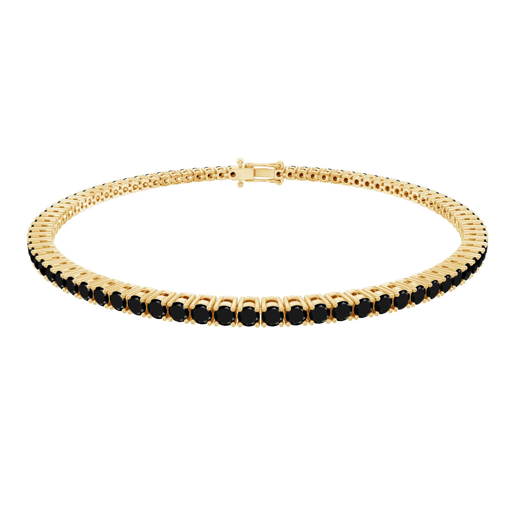 Certified Round Cut Lab Grown Black Diamond Tennis Bracelet