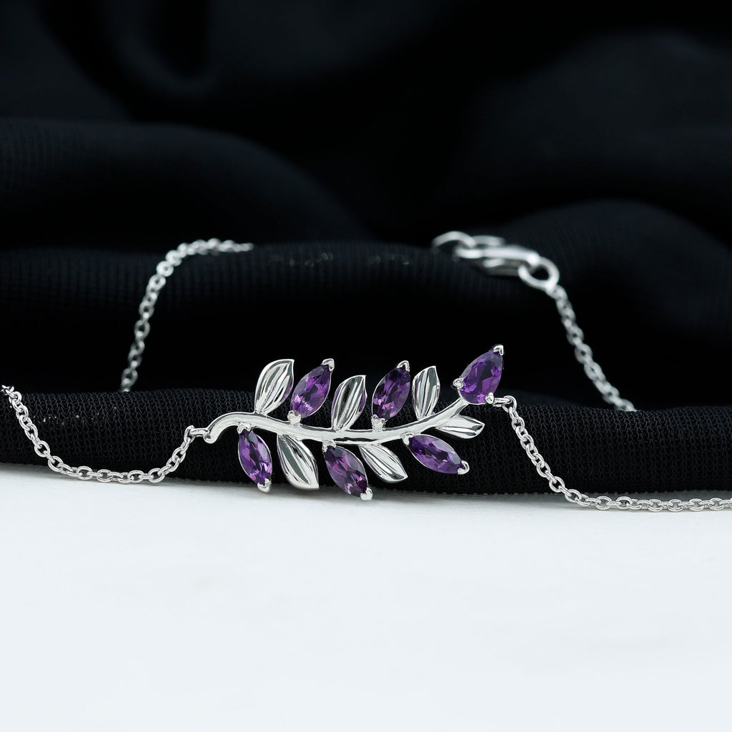 Natural Amethyst Leaf Bracelet with Certificate