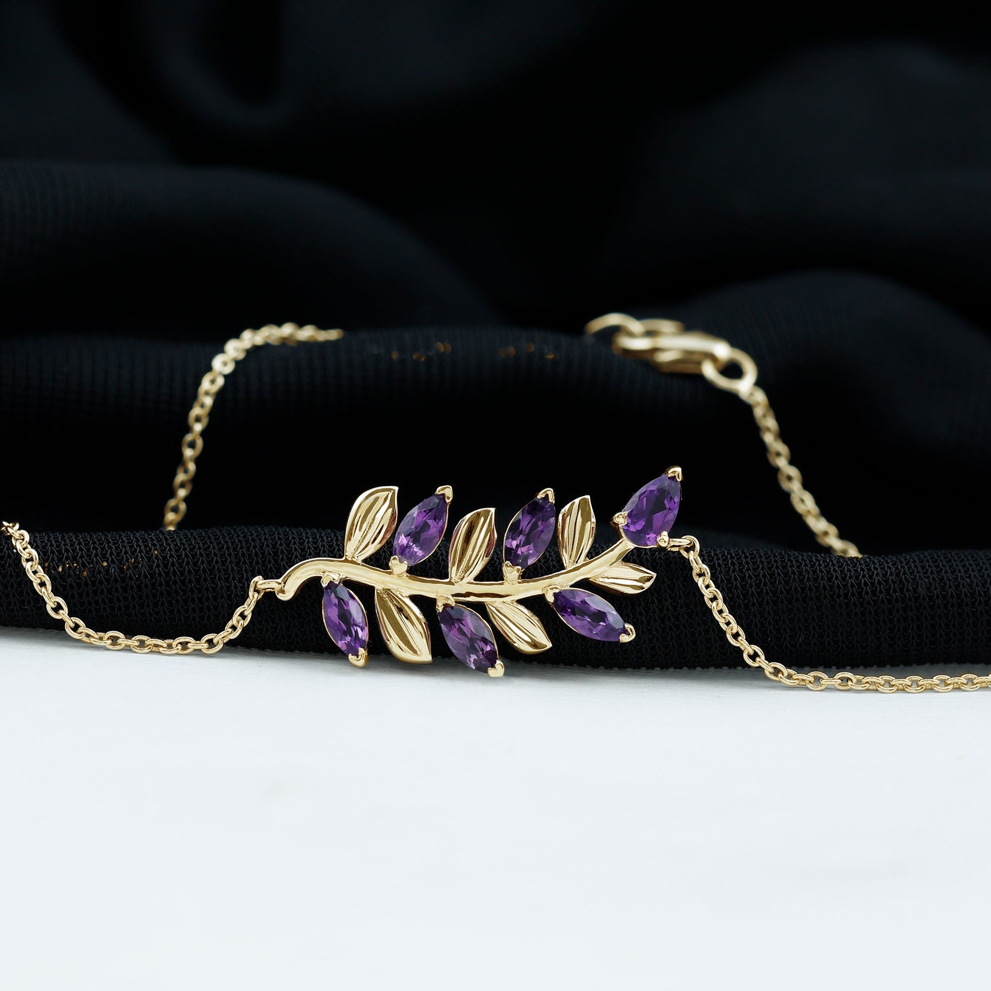 Natural Amethyst Leaf Bracelet with Certificate