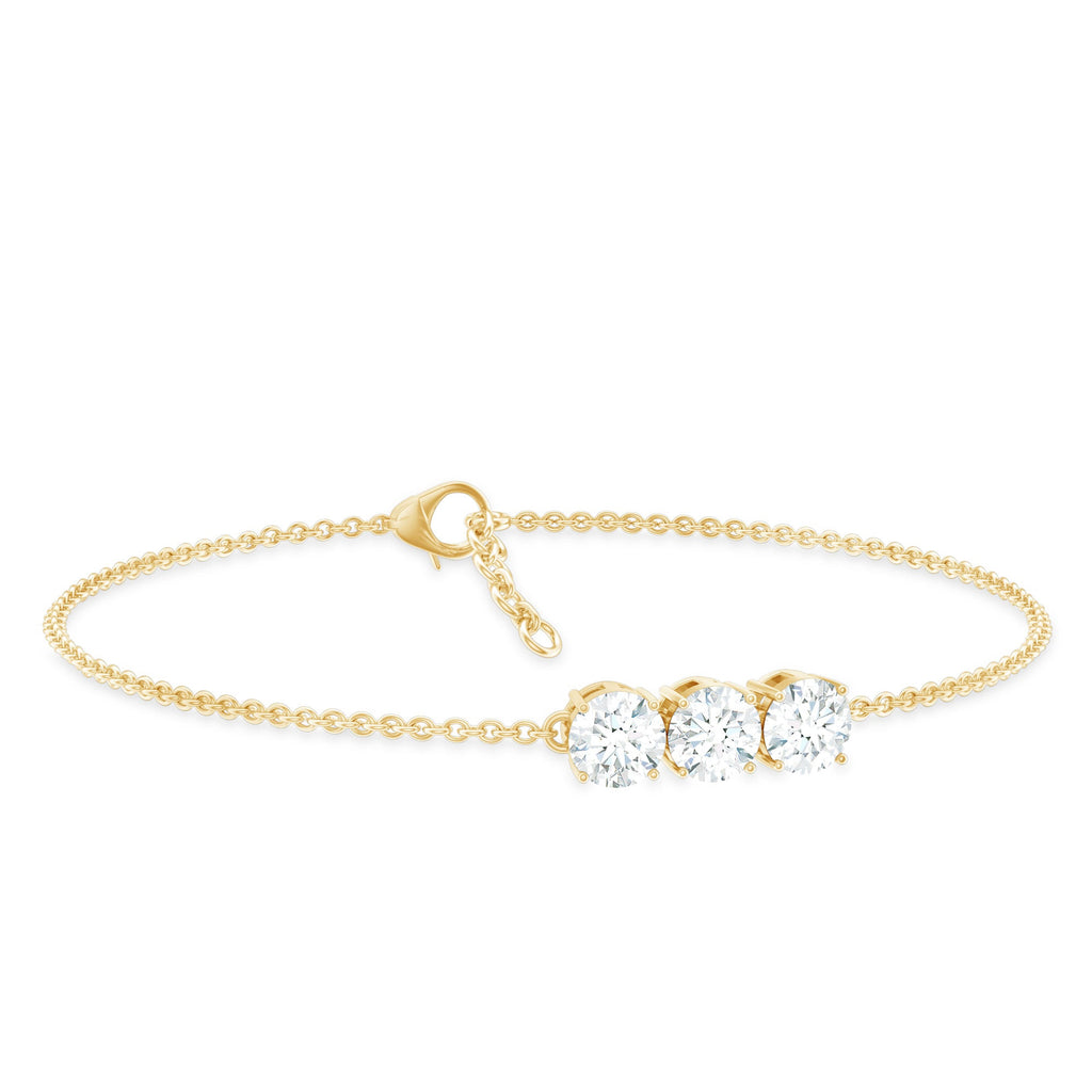 Three Stone Moissanite Chain Bracelet