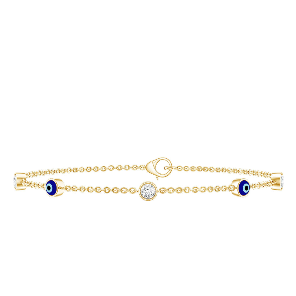 Certified Moissanite and Evil Eye Station Chain Bracelet