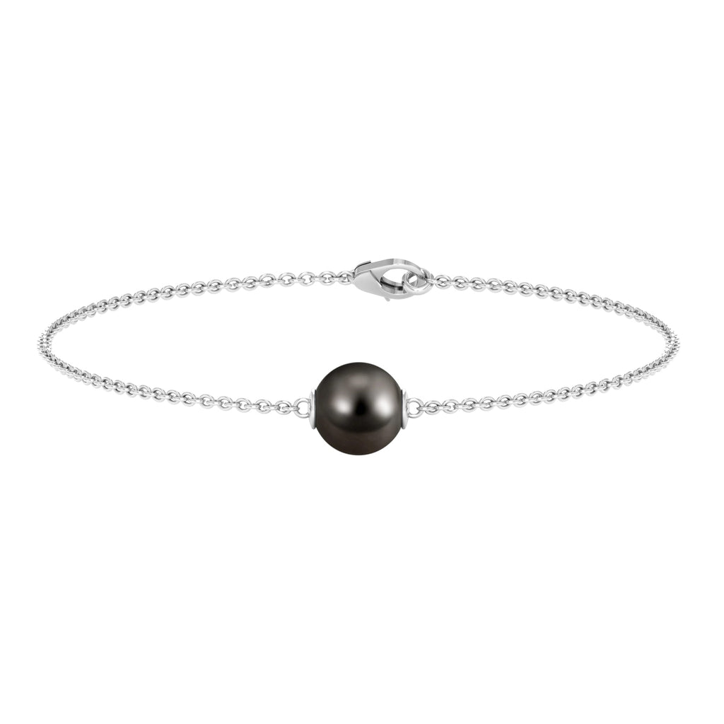 7.5 Carat Solitaire Tahitian Black Pearl Bracelet with Lobster Clasp