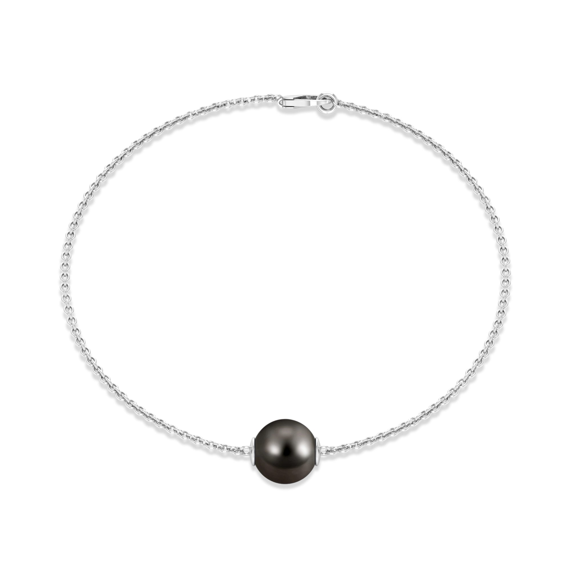 7.5 Carat Solitaire Tahitian Black Pearl Bracelet with Lobster Clasp