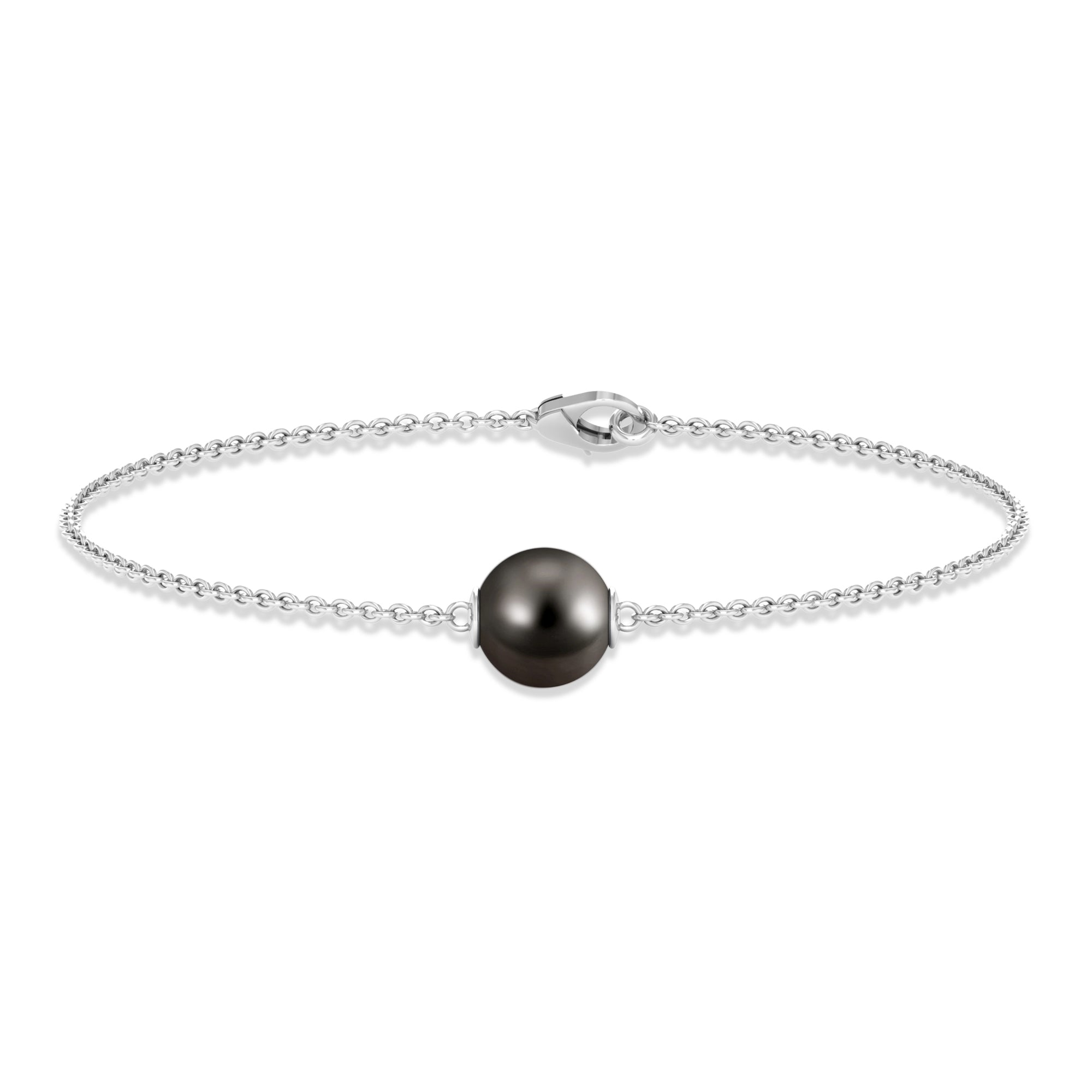 7.5 Carat Solitaire Tahitian Black Pearl Bracelet with Lobster Clasp