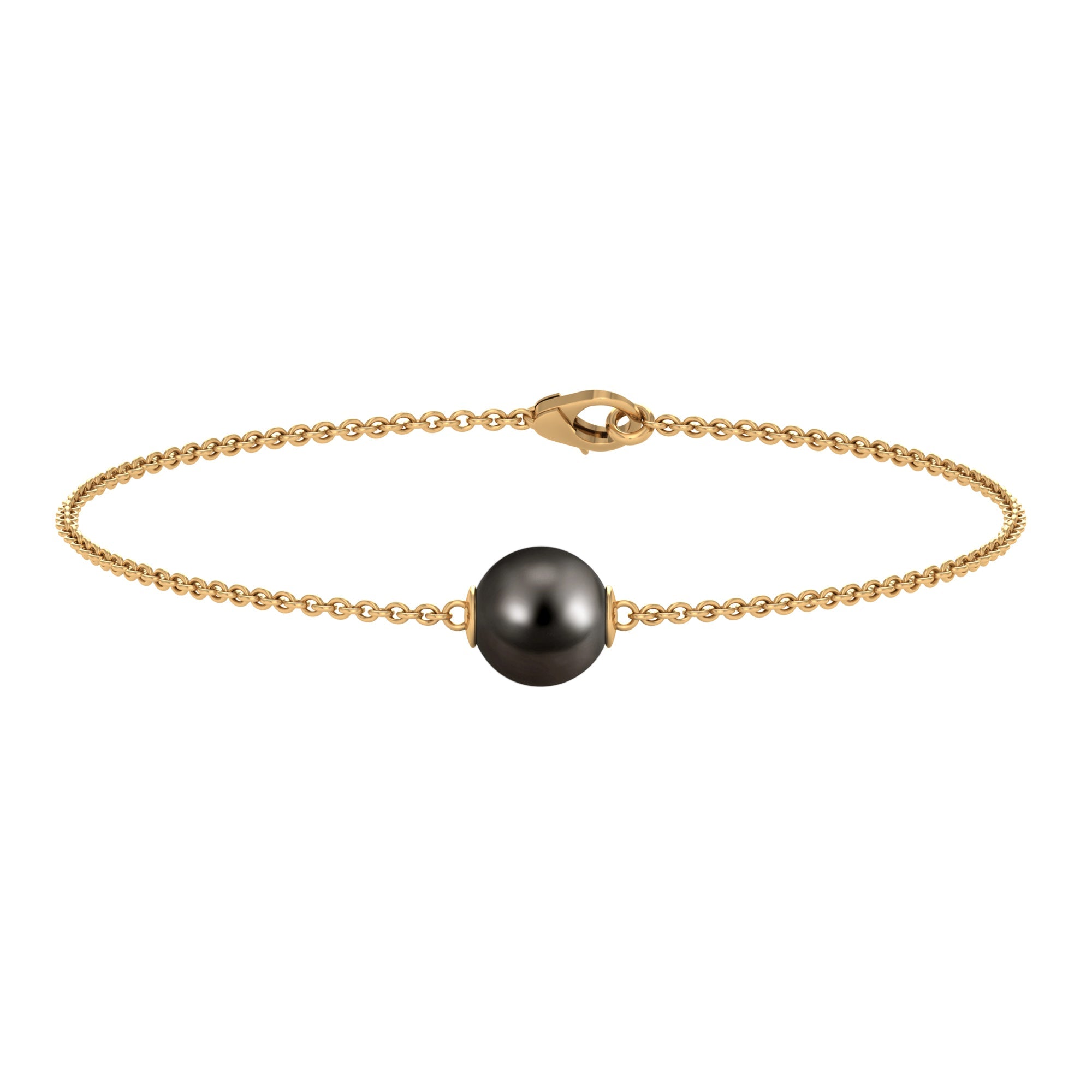 7.5 Carat Solitaire Tahitian Black Pearl Bracelet with Lobster Clasp