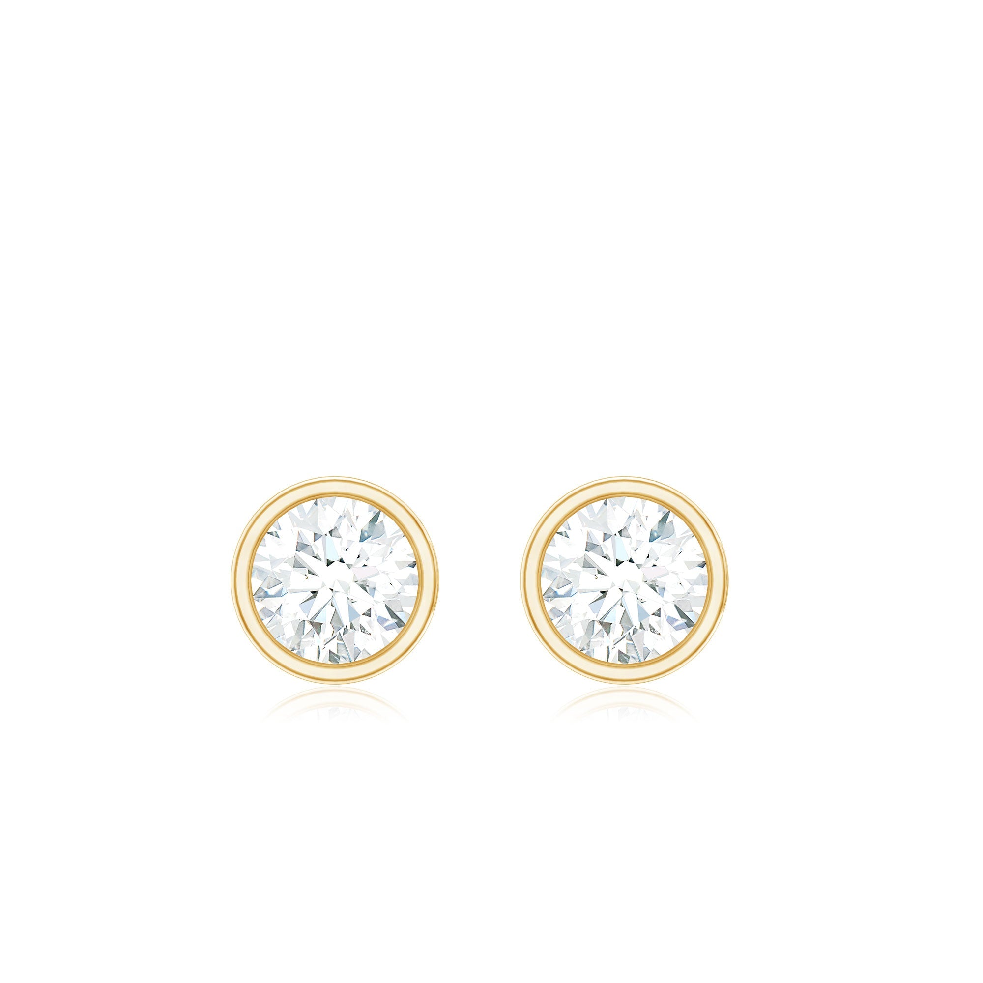 Dainty Moissanite Solitaire Stud Earrings in Bezel Setting