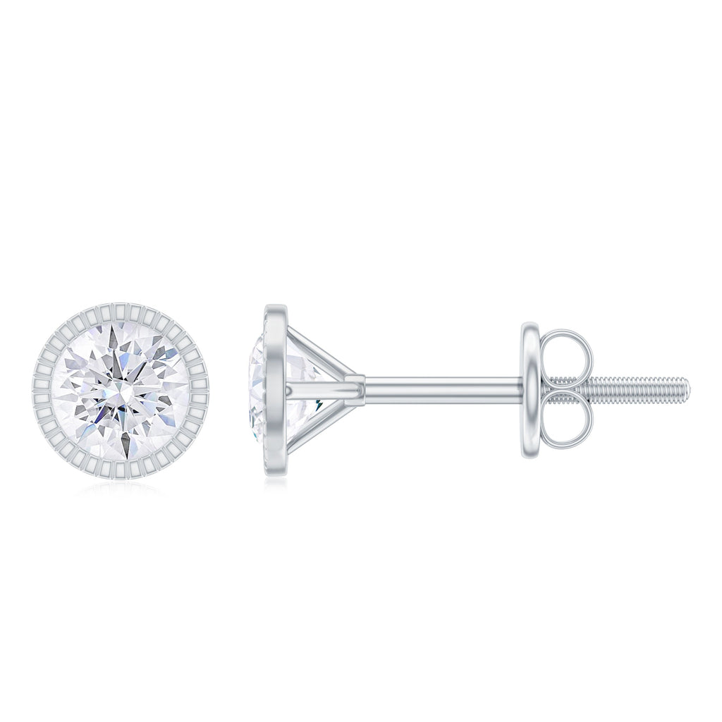 Round Diamond Solitaire Stud Earrings in Bezel Setting