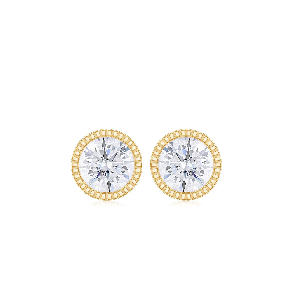 Round Diamond Solitaire Stud Earrings in Bezel Setting
