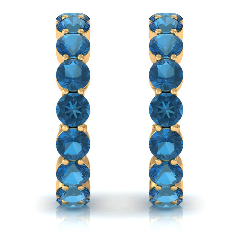 Real London Blue Topaz Hoop Earrings For Women