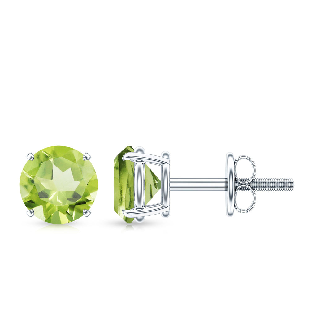 Natural 1 Carat Peridot Stud Earrings with Screw Back