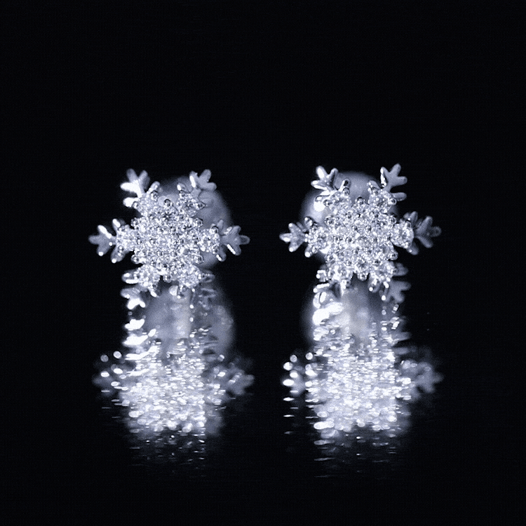 Certified Moissanite Winter Snowflake Stud Earrings